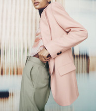 ZARA WOMAN NEW BUTTONED BLAZER OVERSIZED DUSTY PINK JACKET 8791/445 XS S M