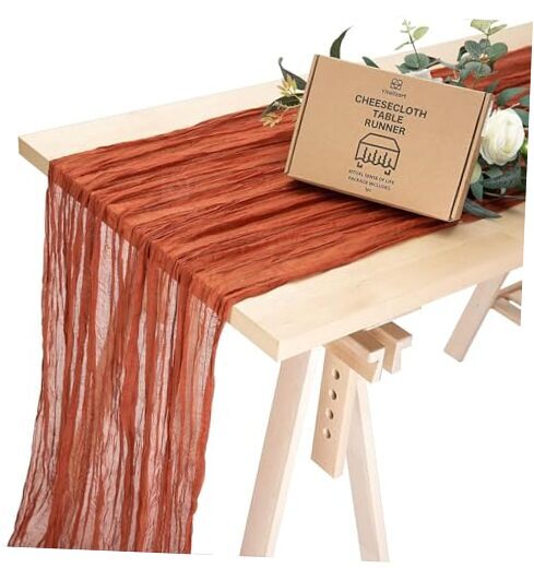 Cheesecloth Table Runner 10ft Gauze Boho Rustic Cheese Cloth Table Terracotta