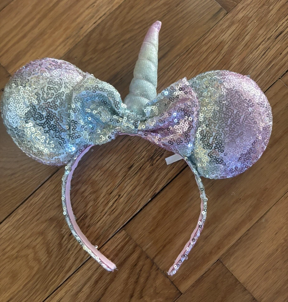 Lot 2 DISNEY Minnie Mouse Ears Headband Pastel Unicorn & Pink Bow - Image 3 of 4