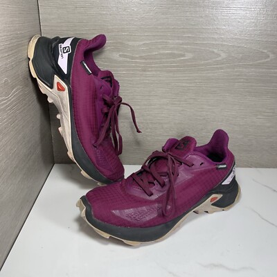 Salomon Alphacross Trail Running Shoes Mens 4 Purple Ortholite Hiking Sneakers