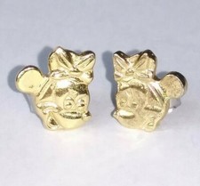  Vintage Disney MINNIE MOUSE Sterling Silver w/Gold Overlay Small Stud Earrings