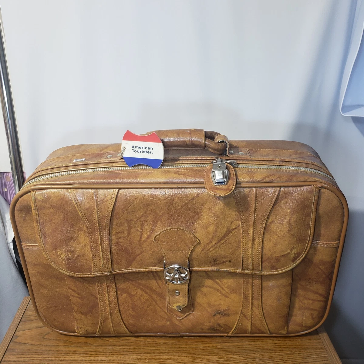 Vintage Designer Louis Vuitton Softside Brown Leather Suitcase