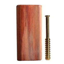 4" Canary Wood Slider Lid Dugout & Brass One Hitter Pipe-American Crafted