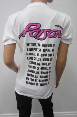T-shirt Poison Officiel – Motif Groupe De Rock, Coton Blanc, Taille M