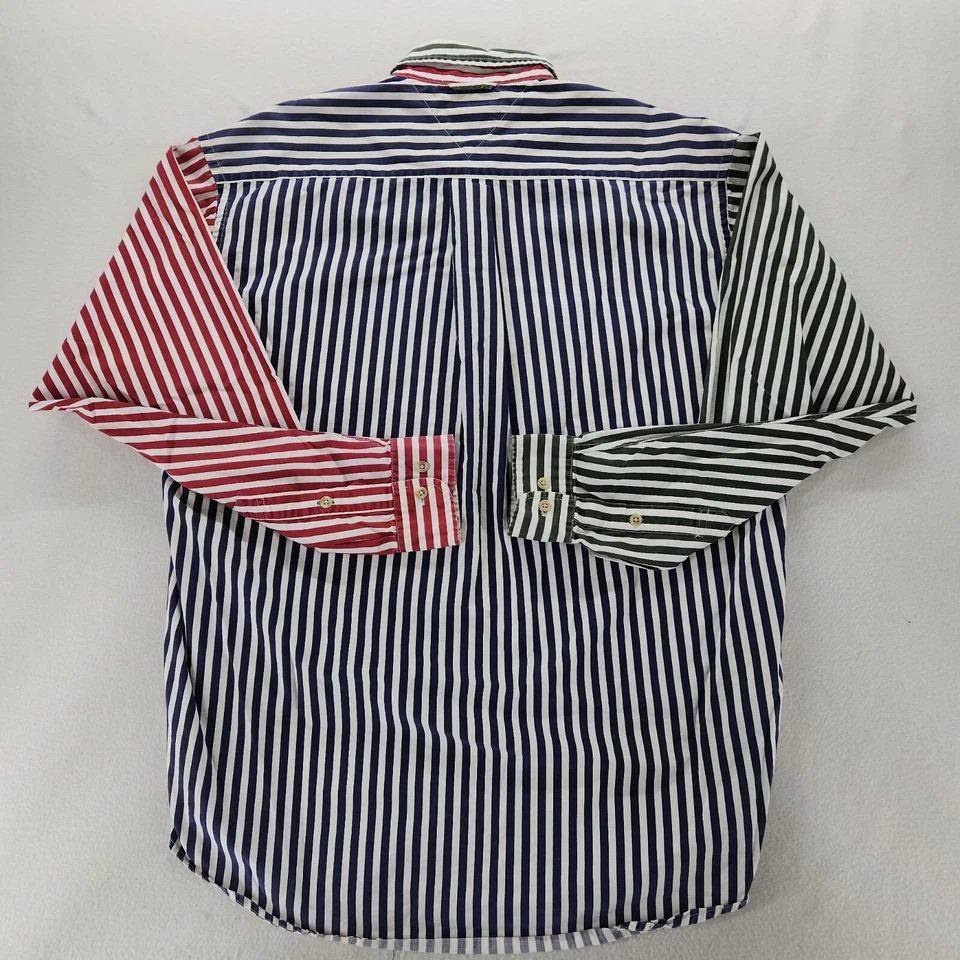 Vtg Tommy Hilfiger Crest Shirt Men's Medium Red White Blue  Striped Button Front - Image 2 of 4