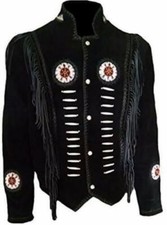 Women's Western wear Suede Leather Fringe Jacket beads NL24