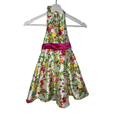 Brooke Lindsay Dress Girls 5 Kids Sundress White Pink Fit Flare Floral Easter