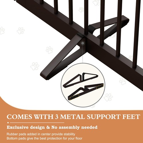 Freestanding Dog Gates with Door Walk Through, Dog Gate for Stairs, 80 inch W... - Picture 3 of 7