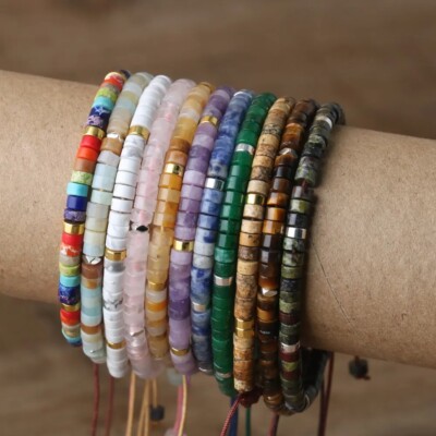 Natural Crystal Stone Bracelet Gemstone Healing Bracelet Dainty Style Handmade