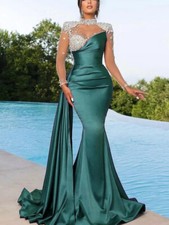 Luxury Women Evening Dress Gorgeous Sleeveless Satin Prom Gowns Cocktail