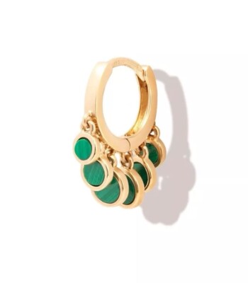 Jacquie Aiche 14k Gelbgold Mini Disco Malachit Huggie Creolen Einzel Ohrring