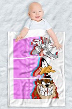 Looney Tunes Soft Fleece Baby Blanket, Cozy Crib Throw 30"x40" Tiles