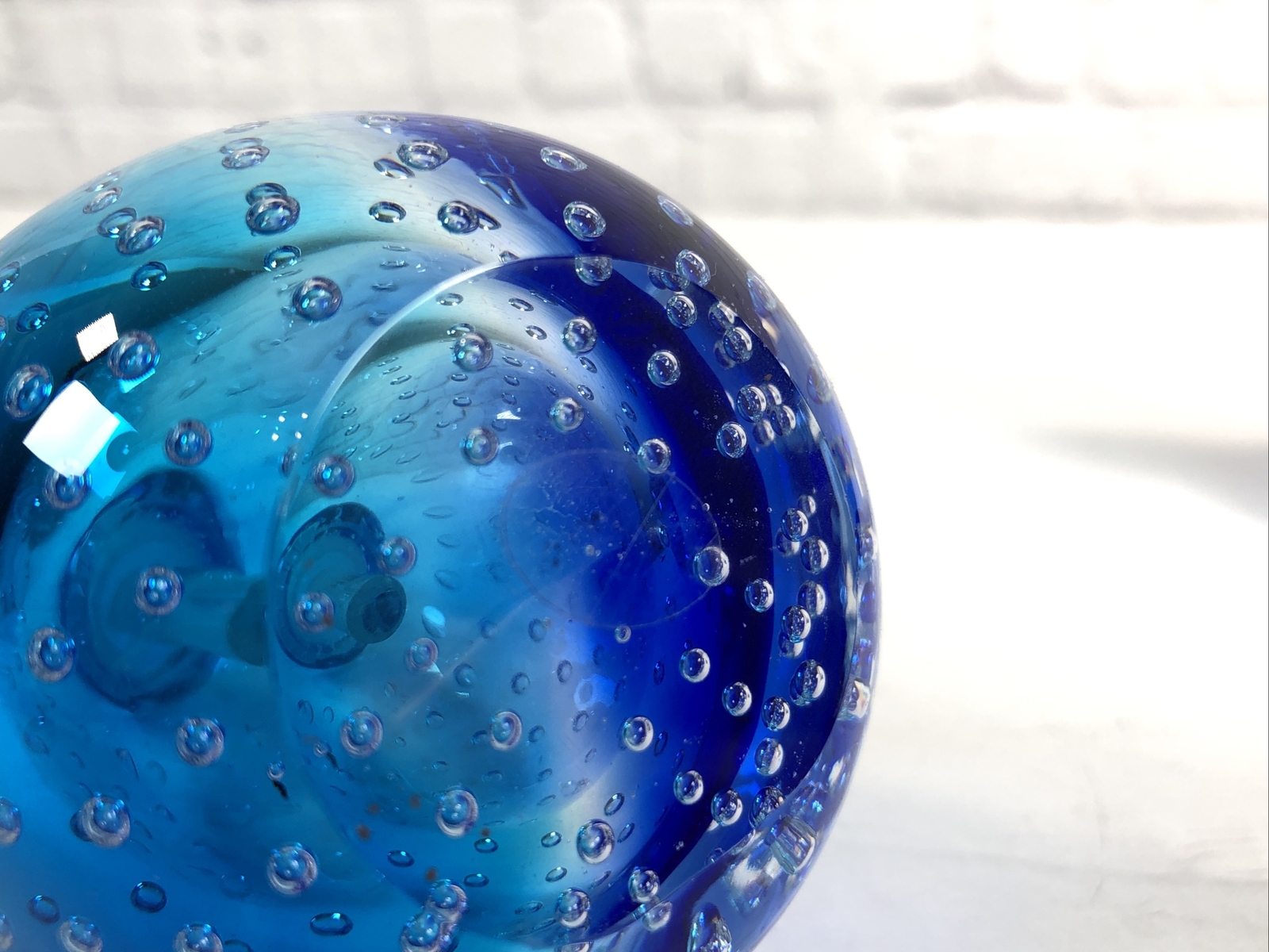 Murano Art Glass Perfume Bottle Bullicante Bubbles Cobalt Blue Vintage