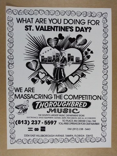 1991 Thoroughbred Music Store Tampa FL Vintage Print Ad EBay