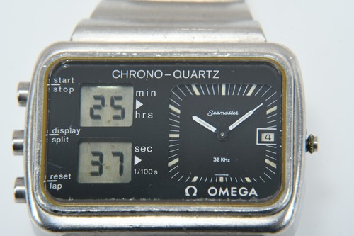 B83J01- Omega Seamaster Albatros Chrono Quartz Armbanduhr mit Karte Vintage