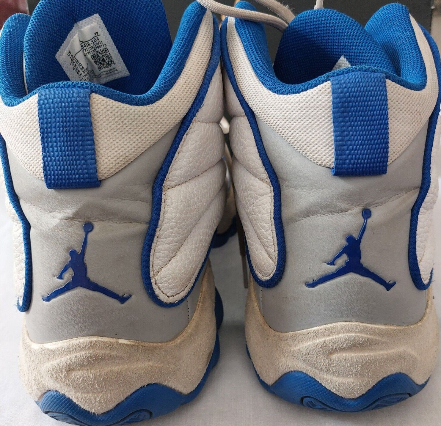 Jordan Pro Strong White Hyper Royal Men’s Size 12 White Gray Blue w/ Box image 7