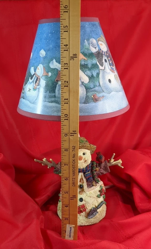 Navidad Primitivo País Feliz Muñeco de Nieve Pájaro Rojo Lámpara Resina Funciona Muy bien 15"  Foto 4 de 4