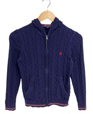 Brooks Brothers Fleece Girl's Long Sleeve Navy Blue Ribbed Zip Up Sweater Size M