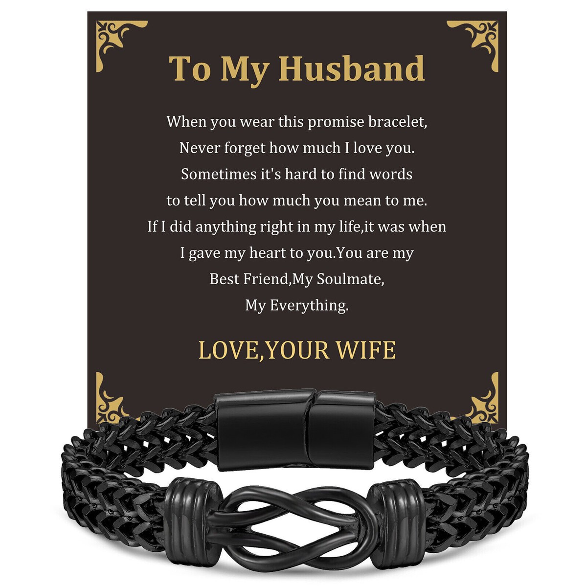 VNOX Men Infinity Bracelet Knot Love You Forever Wristband Gift For Son  Husband