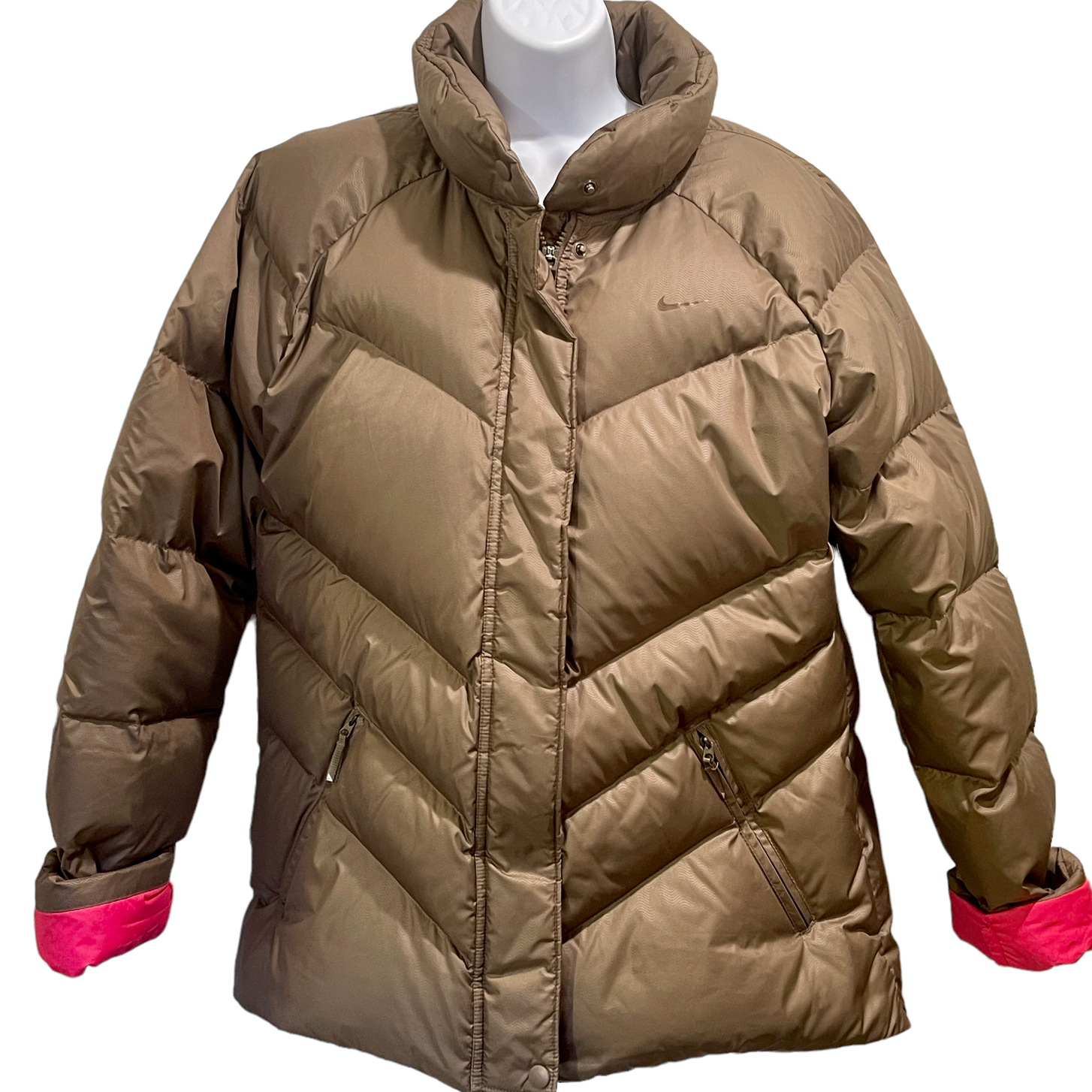 SACAI X NIKE Nike Puffy piumino e piume giacca con cappuccio donna taglia XL marrone .01 S 1295