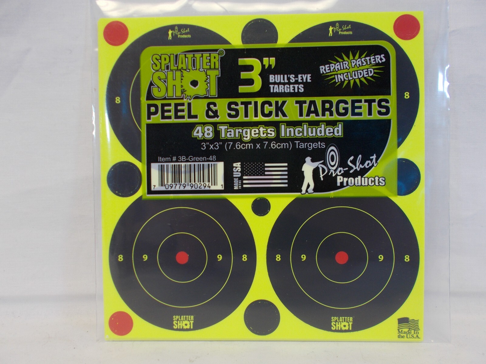 Pro-Shot 3" SplatterShot Green Bullseyes Peel & Stick Targets 48 Count 3BGREEN48