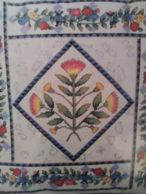 NEW Elsa Williams FLOWER PATCHES PILLOW Counted Cross Stitch 14X14 02151 USA 