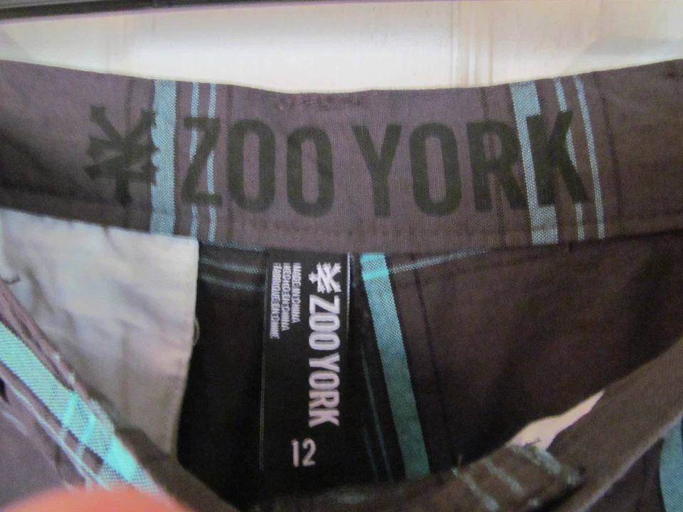 Новый с Ярлыками мальчика зоопарк Йорк серый, черный, Aqua синий клетку длиной до колена шорты размер 12 - Изображение 4 из 4