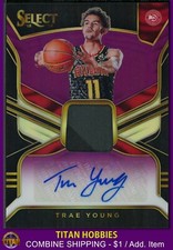 2018-19 Panini Select Jersey Autograph Rookie PURPLE #TYG Trae Young AUTO RC /99