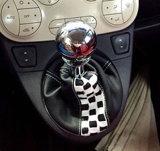Schaltsack für Fiat 500 312 _ ( Bj. 2007-2019) Schwarzes Leder Mit Schach Neu