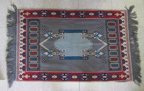 19C. ANTIQUE EMBROIDERED TURKISH OTTOMAN MUSLIM ISLAMIC PRAYER RUG CARPET - Picture 2 of 11