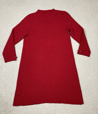 Queen Mulock Dress LG Red A Line Textured Wool Viscose Shift Minimalist Career