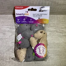 Smartykat Organic Catnip treated Skitter Critters Value Pack Mice Cat toy 10Mice