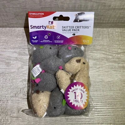 SMARTKAT Smartykat Organic Catnip treated Skitter Critters Value Pack Mice Cat toy 10Mice