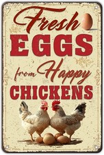 Funny Chicken Signs Farmhouse Chicken Coop Fresh Eggs Tin Metal Signs Chick