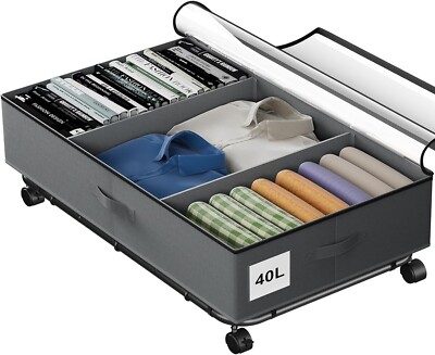 AIXPI Under Bed Storage Box with Lid and Wheels, Underbed Shoe