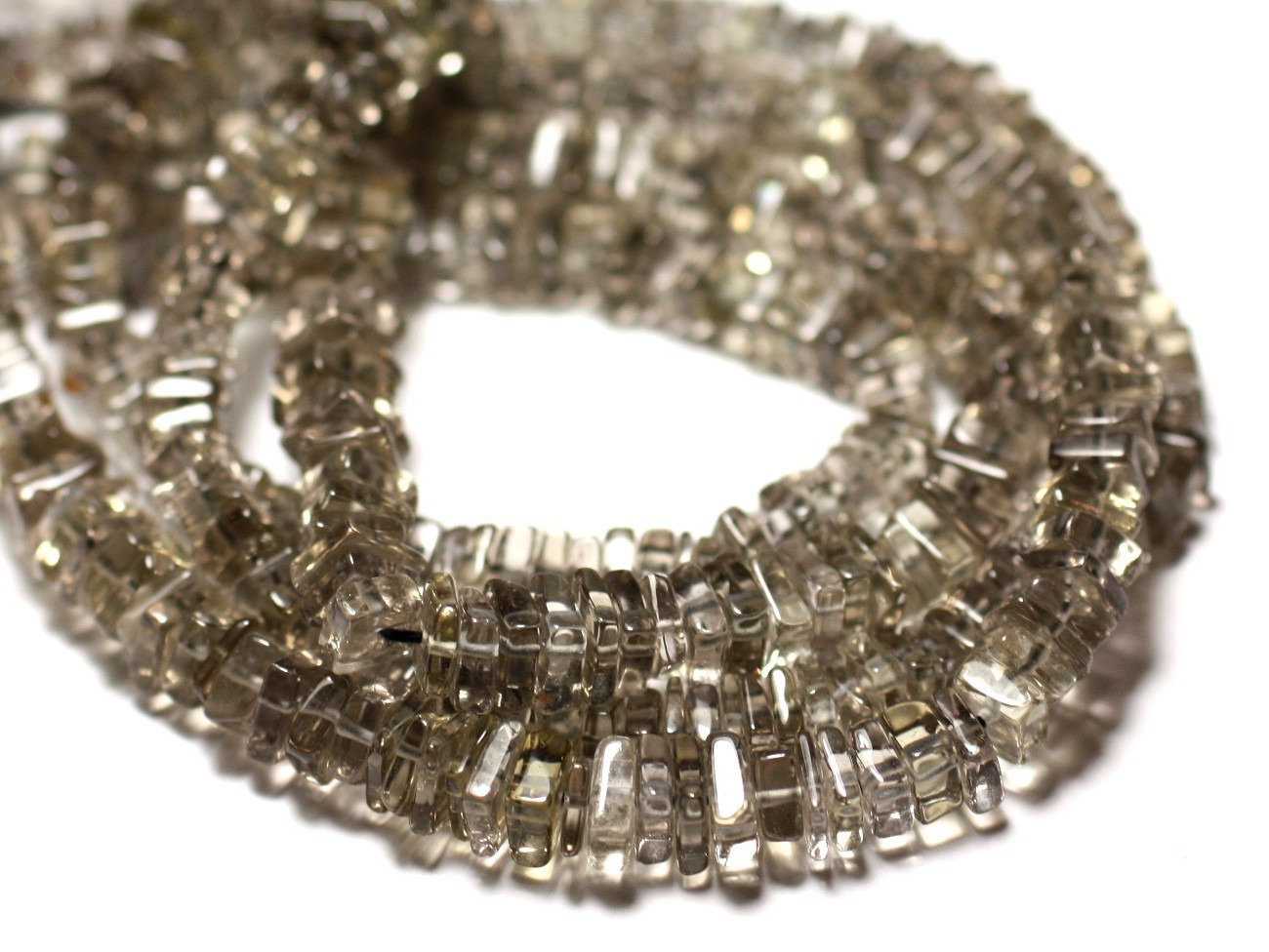 Perles de Pierre Quartz Fumé Heishi pour réparer et enfiler des colliers fins