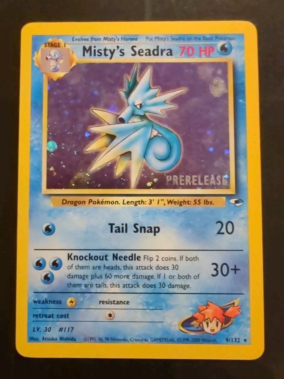 💧 Pokemon WOTC Gym Heroes Misty's Seadra 9 Prerelease Promo LP Holo