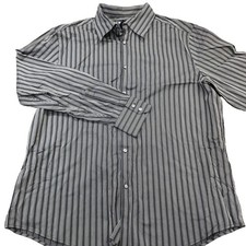 Claiborne Dress Shirt Mens XL Black Stripe Long Sleeve Button Front Casual