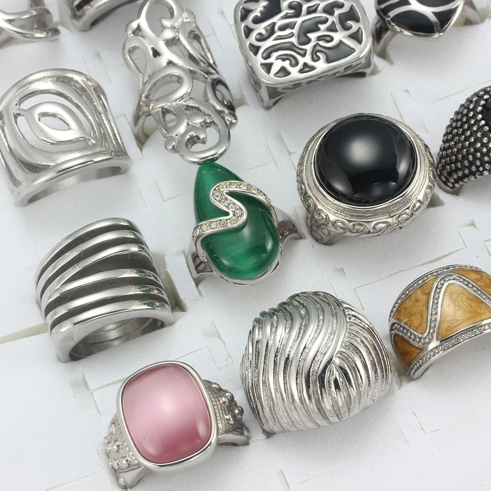 20 шт/лот из нержавеющей стали женщин камень эмаль кольца свадебные ювелирные изделия оптом - Изображение 4 из 4