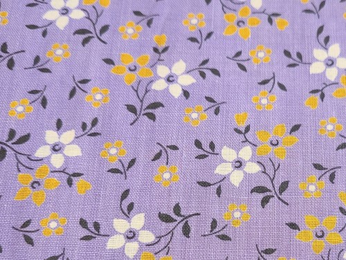 Vintage 20s 1930s Purple Floral Cotton Fabric 35"w 2 Yards