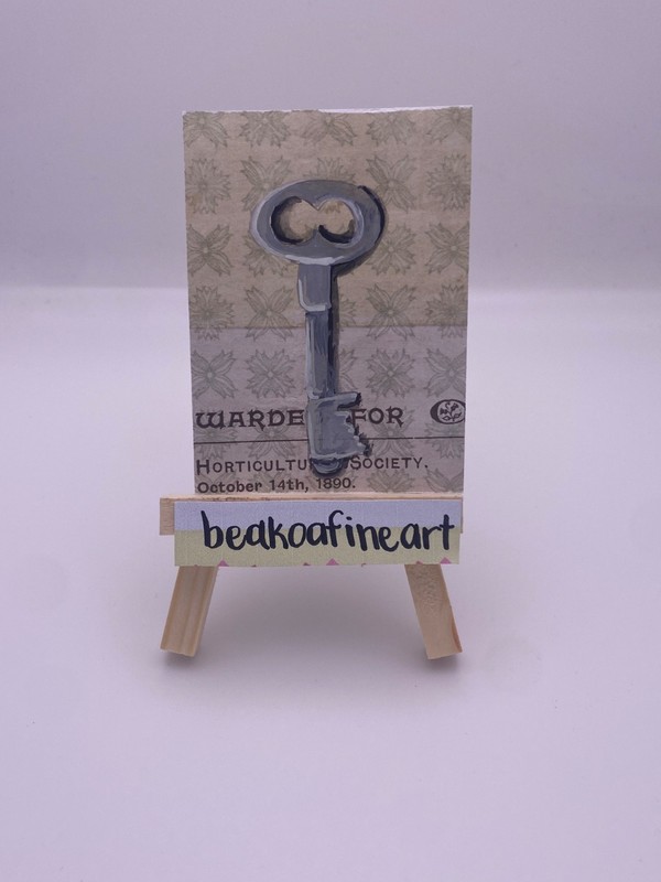 ACEO Original: Double Loop Key - unlock me series #7 - 2.5”x3.5” - BeaKOA