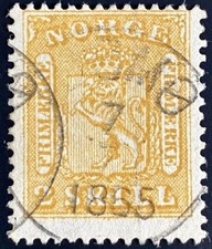 Stamps from Norway Skilling Stamp Coat of arms Year 1863 NK 6 (CV: 190 USD)