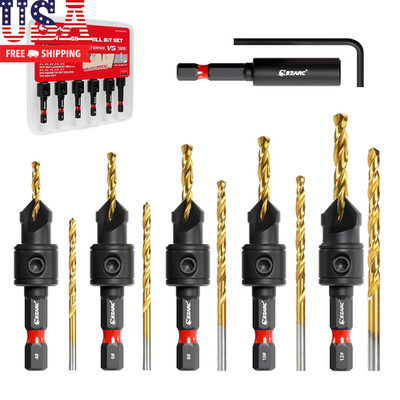 Countersink Drill Bit Set, 12 PCS Counter Sink Drill Bit Adjustable, #4, #6, #8,