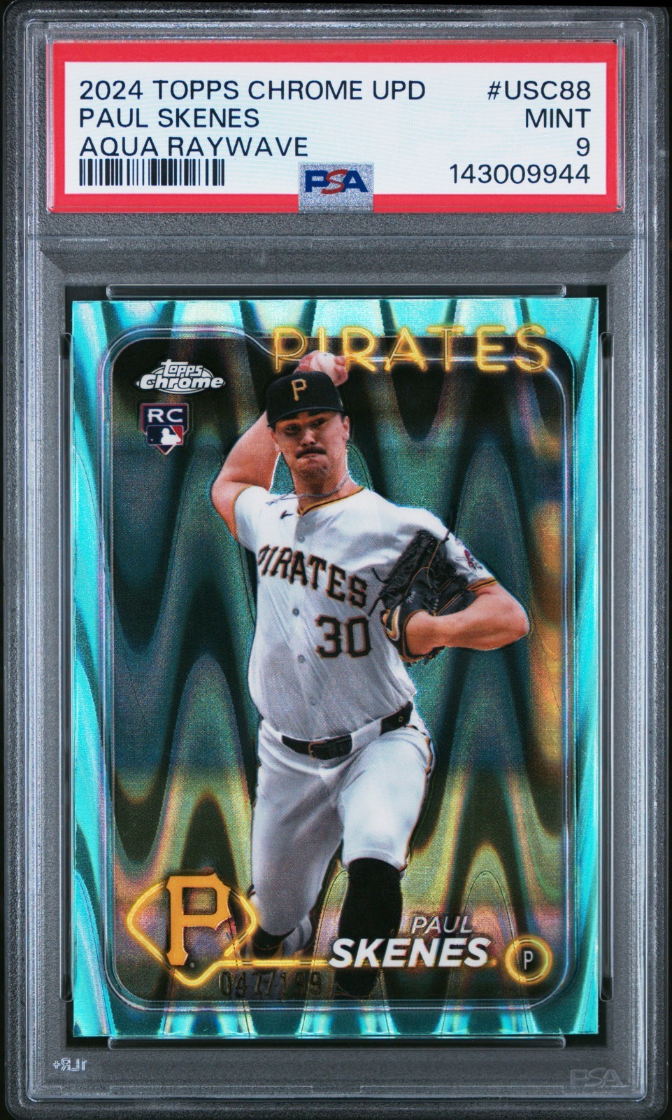 2024 Topps Chrome Update Series - Paul Skenes #USC88 Aqua Raywave Refractor /199