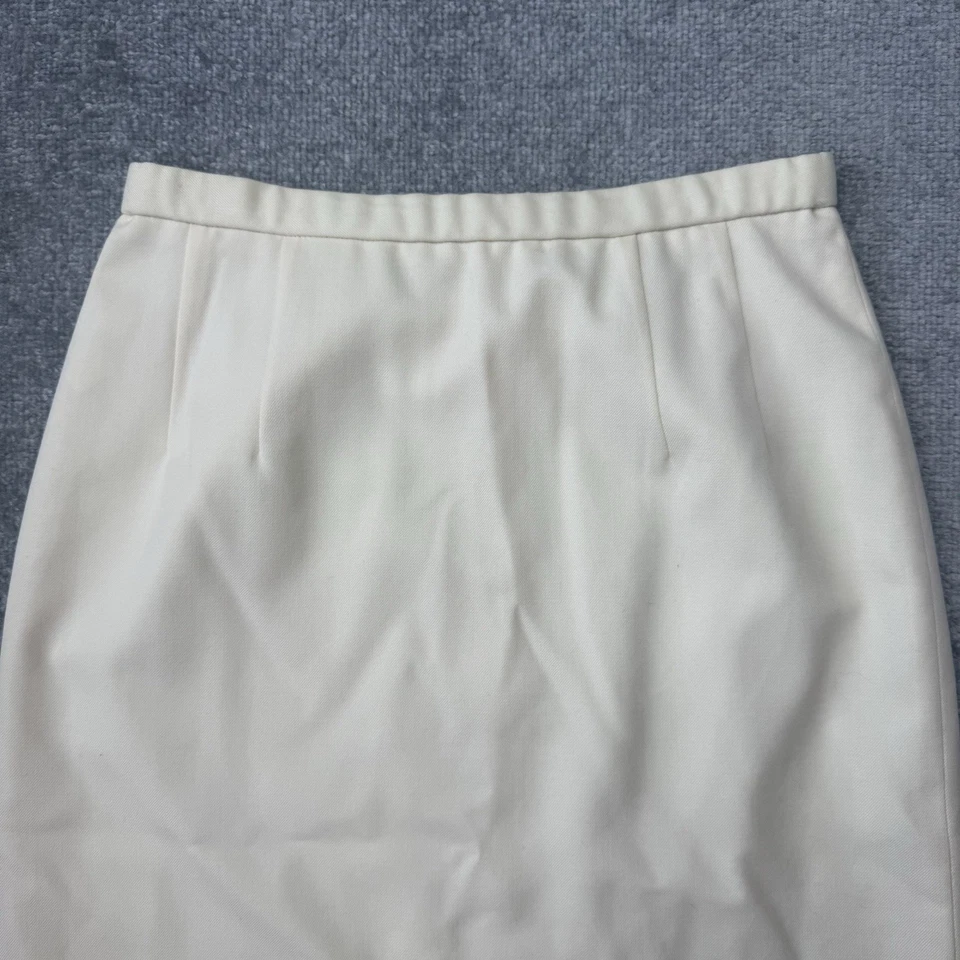 Pendleton Skirt Womens 6 Cream Virgin Wool Lined Midi Length Business Work Slit - Image 3 of 4