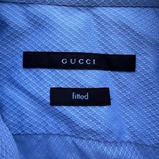 Gucci Men's Light Blue Textured Fitted cufflink sleeves Dress Shirt