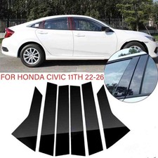 For Honda Civic 11th 22-26 Glossy Black Door Window Pillar Posts Cover Trim -us For Honda Civic 11th 22-26 Glossy Black Door Window Pillar Posts Cover Trim -us