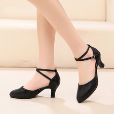 Women Girls Latin Dance Shoes High Heels Closed Toe Ballroom Dancing Shoes New
