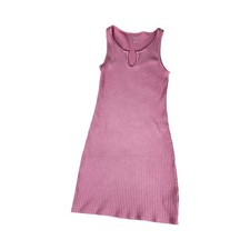 Y2k American Eagle Ribbed Sleeveless Keyhole Neck Pink Midi Dress Mauve M