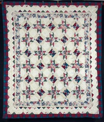 Vintage Handarbeit ''Dawn's Early Light'' Muster bunt Quilt 96,8x81,8 Zoll